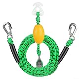 Robustes Abschleppseil für Boote, 4,2 m, mit drehbarer Riemenscheibe und Stahlhaken für Rohre und Wasserski, Abschleppverbinder, zuverlässig und stark, Grün / Schwarz