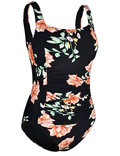 Mycoco-Damen-Badeanzug-einteilig-gerafft-Bauchkontrolle-Tanktop-bescheidene-Bademode
