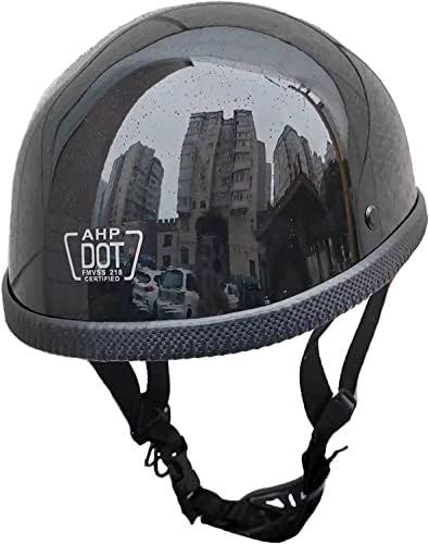 Adult Skull Cap Retro Motorcycle Half Helmet DOT Certification Open-Face Motorbike Helmet for Men Women Ultra-Thin Half Shell German Style Helmet to Bicycle ATV Chopper Scooter,L,B