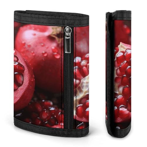 Pomegranate Fruit Trifold Wallet, Card Cases And Money Oganizer Thin Stylish Mini Coin Bag with Zipper Coin Pocket Credit for Men And Women3