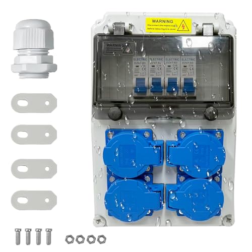 Coffret de distribution électrique 16 A,coffret de distribution électrique de chantier 230 V,coffret de distribution mural IP65 avec disjoncteur...