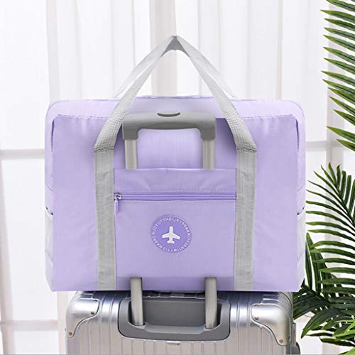 Fityle Viagem Leve Impermeável Dobrável Armazenamento Transportar Bagagem Duffle Sacola - Luz Roxa