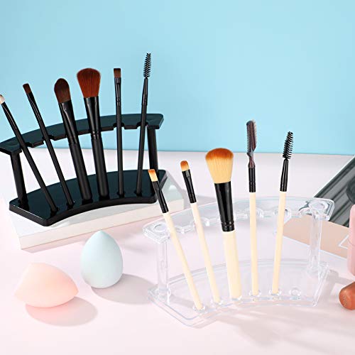 Image of Tinlade 2 Pieces Plastic Pen Holder Stand Display Rack 6-Slot Pen Makeup Brush Rack Organizer Eyebrow Stand for School Office Home Store(Black)