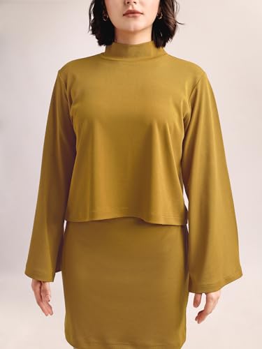 Image of PURVAJA Women's Full Sleeve Top with Skirt Solid Co-ords Set