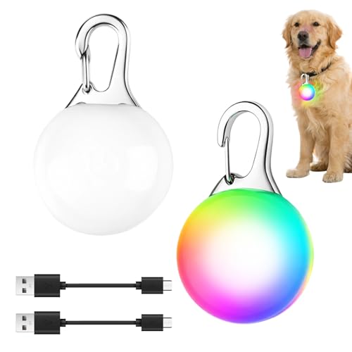 2 Pack LED Dog Collar Light USB Rechargeable Clip-On Waterproof Pet