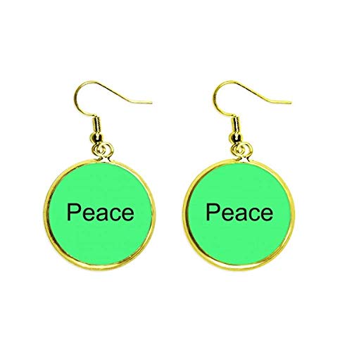 Pendientes dorados con frase inspiradora de la paz joyería de gota fina para mujer