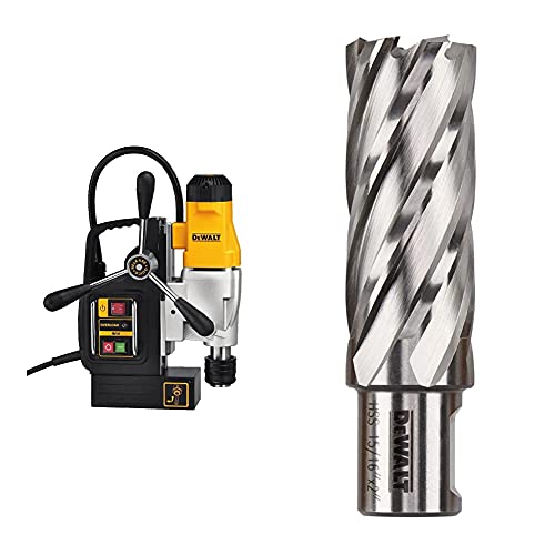 Image of DEWALT Drill Press, 2-Speed, Magnetic, 2-Inch with 15/16" X 2" HSS ANNULAR CUTTER 3/4" WELDON (DWE1622K & DWAC02015)