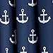 Lush Decor Darkening Window Curtain Set, Navy Anchor Print, 52