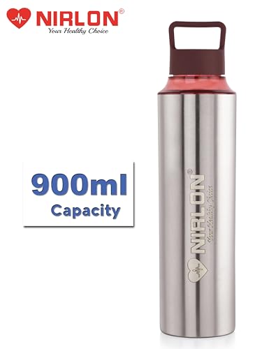 Image of NIRLON Eco Pure Single Wall Stainless Steel Water Bottle, Water Bottles For Fridge Pack of 3 |Leak Proof|Office|Gym Bottle|Home|Kitchen|Hiking|Treking Bottle|Travel Bottle [Brown Color|900ml]