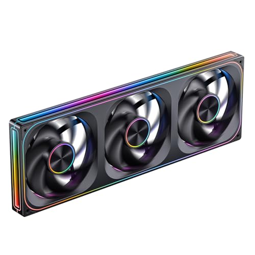 Image of JONSBO ZA-420B PC Case Fan, 420mm Silent PC Fan with 4-Sides Infinity Mirror Fan 1800RPM, Fan Style Exchangeable (AL NP /Infinity Mirror),3Pin ARGB,4Pin PWM Integrated M&F Head,Aluminum NP, Black