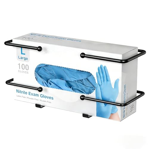 Wall Mount Glove Box Dispenser: Black Holder for Disposable Gloves & Tissues - Organize in Lab...