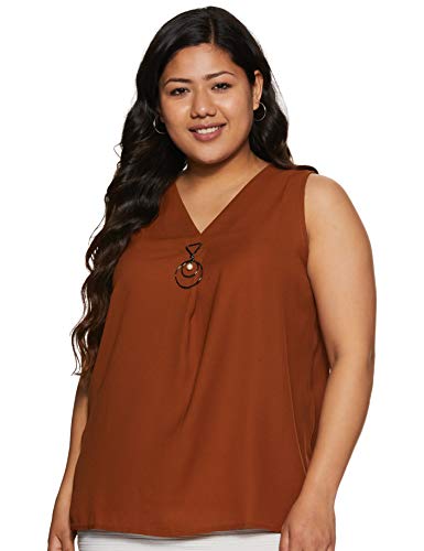 Image of plusS Women's Regular fit Top (LTP3085-RUST- Rust 4XL)