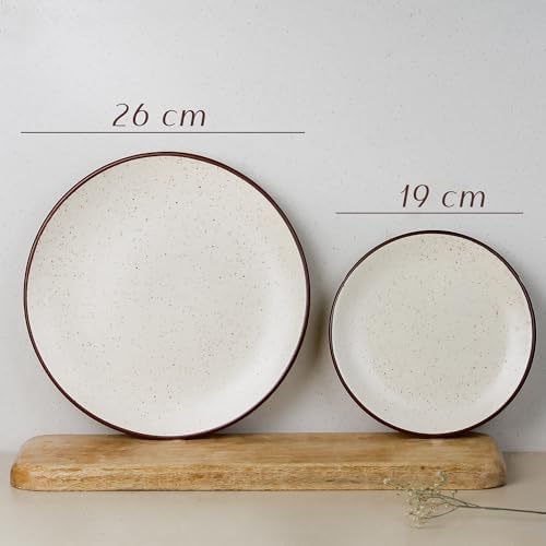 Image of The Earth Store Creme Matte Ceramic Dinner Set of 21 Pieces Serving for 6, Microwave & Dishwasher Safe Plates & Bowls for Dining, Crockery Set for Dining and Gifting