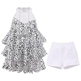 ODASDO Girls Sparkle Sequins Dance Dress Outfit Kids Latin Hip Hop Jazz Dancewear Halter Neck Sleeveless Top...
