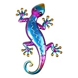 Colcolo Vivid Wall Decor Gecko Grande Plaque à Suspendre Ornements Art avec Tail Iron pour Jardin Salon Chambre Salle à Manger Ferme, Bleu