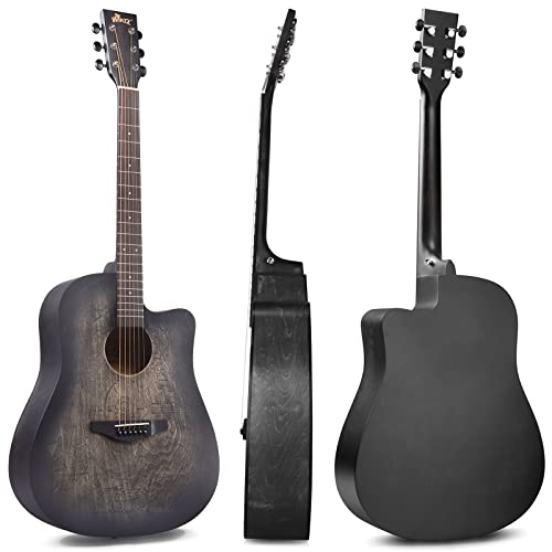 Winzz AF-H00LC Hand Rubbed Series - Full Size Cutaway Carved Acoustic Acustica Guitar Adult Beginner Starter Bundle thumb #2