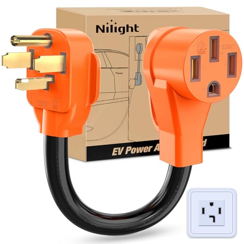 Image of Nilight EV Adapter Cord 30 Amp to 50 Amp 4 Prong Pure Copper New Dryer Outlet to EV Plug Conversion Heavy Duty 10 Gauge Wire Nema 14-30P to 14-50R 30M /50F for Level 2 EVs Using