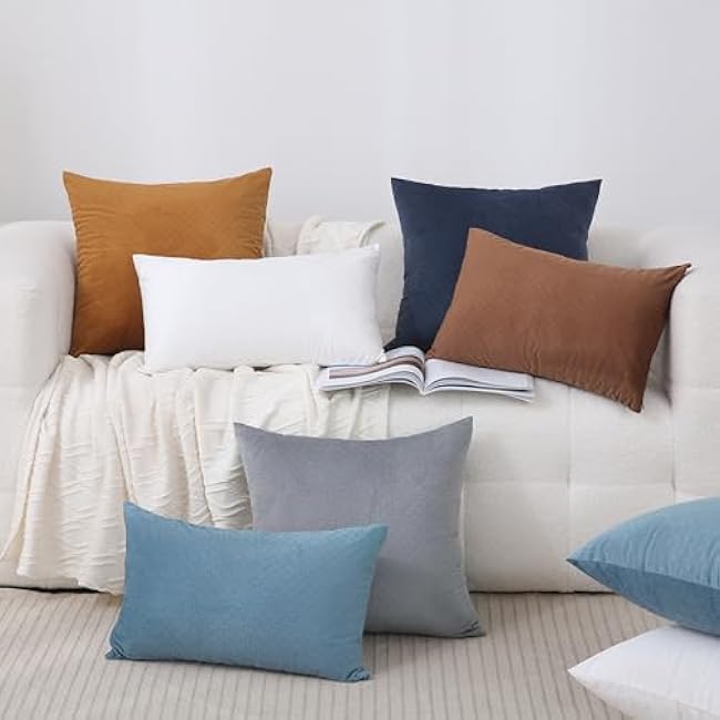 2 Packs Throw Pillow Covers Soft Corduroy Pillow Cases Boho Decorative Cushion Covers 20 x 20 Inch for Couch Bed Sofa, Beige