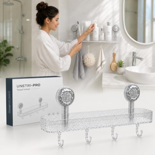 Image of UNTERI-PRO Acrylic Set of 1 Wall Mounted Bathroom Shelf Organizer| Shower Caddy with Hooks, Multipurpose Shower Storage Rack for Shampoo, Soap, Bottles, Towels & Bathroom Accessories