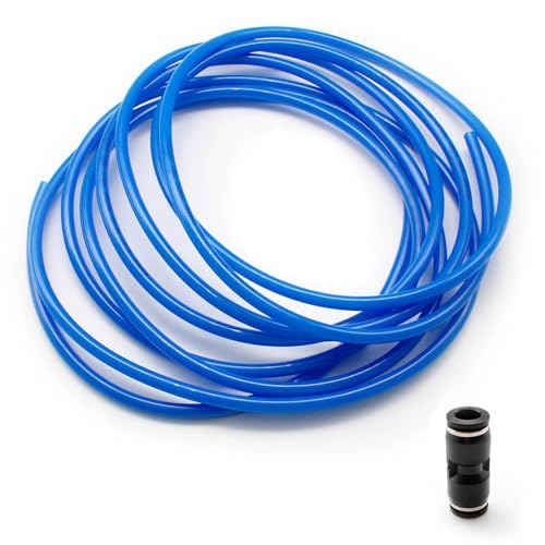 LINTRA Blau Pneumatik Schlauch 8mm, Außen 8mm x Innen 5mm Luftschlauch Trommel, 5m Spiralschlauch Druckluft, PU 0.8cm Schlauch mit 1 Pneumatikverbinder, für Pneumatische Geräte, Luftschläuche