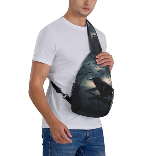 Mochila tipo bandolera Night crow negra para senderismo miniatura 7