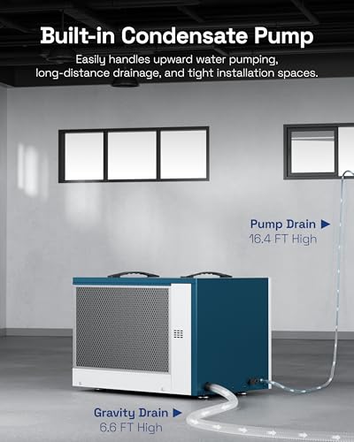 Image of HBN Crawl space Dehumidifier 125 Pints with Pump and Drain Hose, Industrial Dehumidifier for Basement and Commercial up to 5900 Sq. Ft, Large Capacity, Built-in 24-Hour Timer