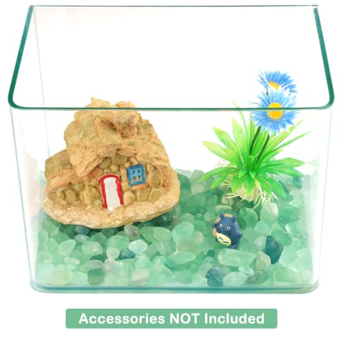 Image of WAYBER 2 Lbs /920g Natural Green Quartz Crystal Stones Irregular Aquarium Pebbles Rock Sands for Turtle Tank /Succulent Plants /Vase Decoration (Fill 2 Cups)