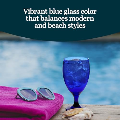 Libbey 4116SRB Premiere Cobalt Iced Tea Glasses, Stylish Cobalt Blue Drinking Glasses Set Of 12, Dishwasher Safe Stemmed Water Goblets thumb #3