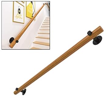 GJIF Corrimano per Scale in Pino - Kit Completo, Ringhiere per Scale in Legno Massello Tondo (Size: 30 Centimetri)