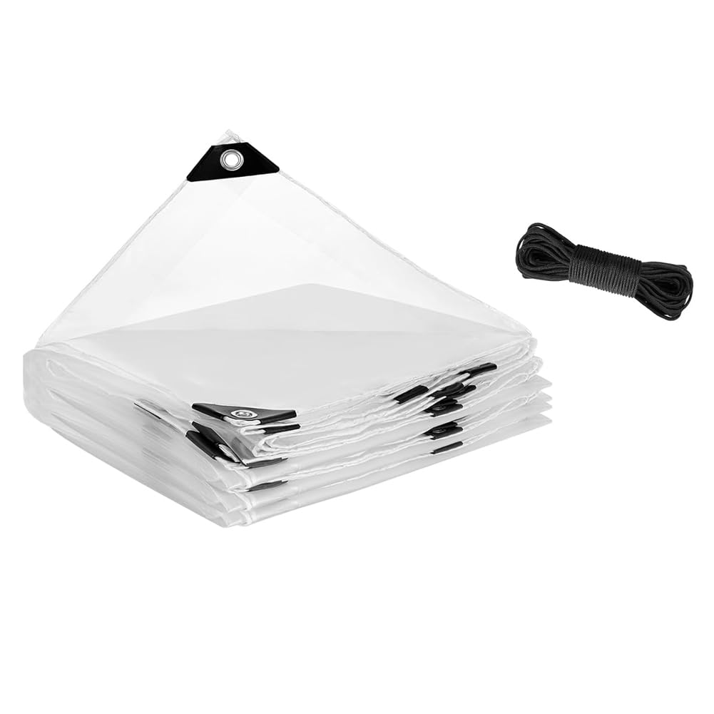 Jnchdghwa Waterproof for Chicken Coop Greenhouse 6.6x9.8ft Anti-Tear Clear Tarp Plastic Tarps with Grommets for Patio Windproof