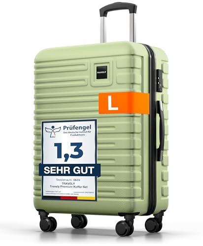 Travely Polycarbonat Koffer Groß 67cm L - 60L Innenvolumen - sehr robuster Hartschalenkoffer mit sanften Rollen & TSA Schloss, Reisekoffer, Handgepäck Koffer, Reisekoffer mit Rollen