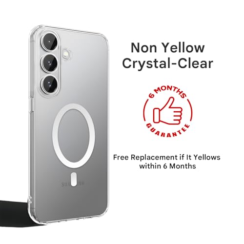 Image of Prolet Anti-Yellow Crystal Clear Hard Case Cover Compatible with Samsung Galaxy S26 with Magnetic Mag-Safe Wireless Charging Support, Shockproof Hard Back Cover (Transparent)