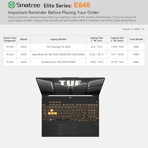 Image of Smatree Laptop Sleeve for 16 inch ASUS TUF Gaming F16 2024, for 16 inch ExpertBook B5 Flip OLED B5602F /B5 OLED B5602, for 16inch Vivobook Pro 16X OLED M7600 Laptop, Case with Pocket, Pink (E648P)