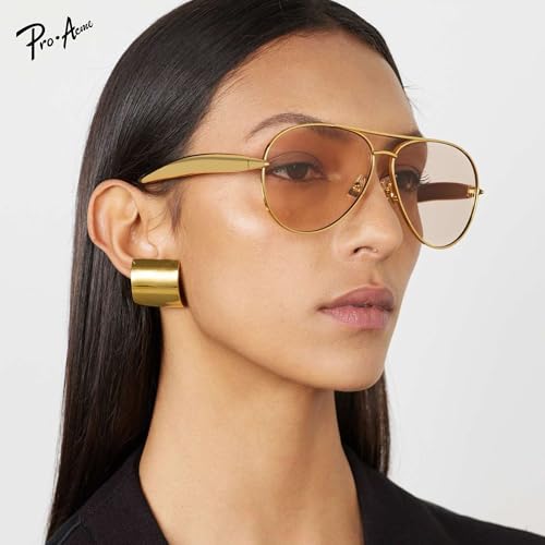 Pro Acme Retro Gold Aviator Sunglasses for Women Men, Oversized 70s Aviators Sun Glasses Trendy Metal Frame Shades2