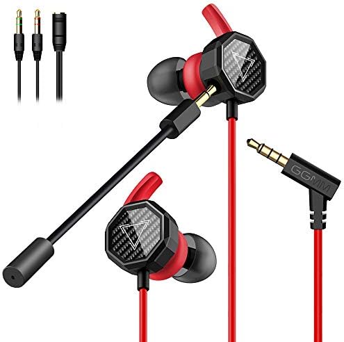 GGMM Gaming Earbuds with Microphone, Wired Ear Buds with Mic and Volume Control, Earphones with Detachable Microphone, Stereo Bass in-Ear Headphone for Mobile Gaming