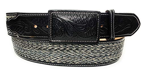 Black Authentic Charro Belt Cinto Charro Vaquero Mens Western Belt (36)