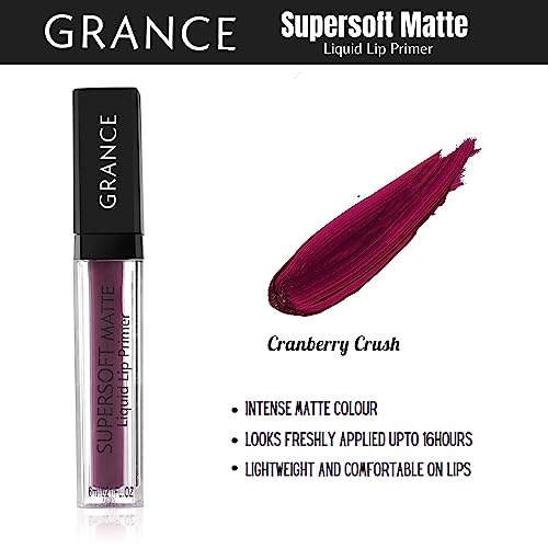 GRANCE Supersoft Matte Liquid Lipstick|Smooth Lip Color|Creamy Texture with Matte Finish|Fresh Feel, Long Lasting and Smudge Proof for Upto 16 Hours (Cranberry Crush) - Image 2