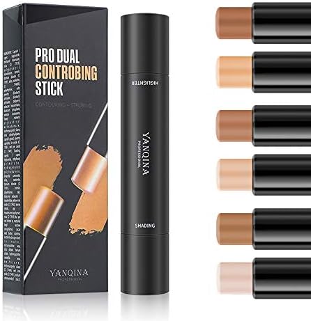 MEICOLY Cream Contour Stick Trio,Bronzer Highlighter Stick,2 in 1 Double Head Facial Repair Concealer Stick,3D Body Makeup Shading Trimming Stick,Smooth Gliding Face Illuminator Makeup,6 Colors