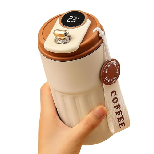 Image of Insulated Coffee Travel Mug with Smart LED Temperature Display - 460ml Vacuum Insulated 304 Stainless Steel Thermos Flask - Leakproof Reusable Tea & Water Bottle for Office, Car & Outdoor
