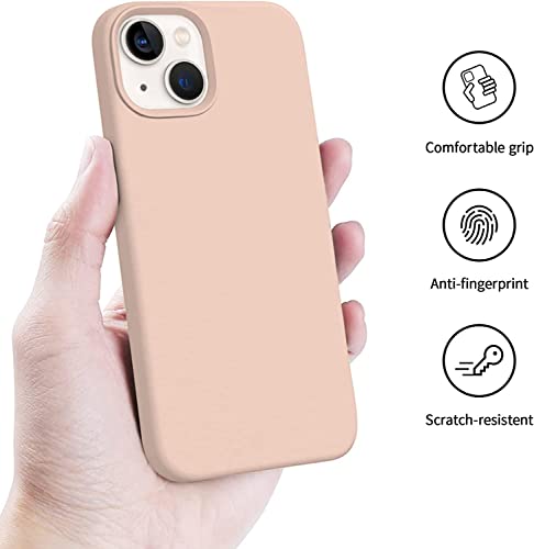Image of Elzzi Compatible with iPhone 13 Case, Liquid Silicone Case, Full Body Protective Cover, Shockproof, Slim Phone Case, Anti-Scratch Soft Microfiber Lining, 6.1 inch - Pink