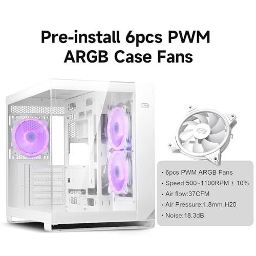 Image of PCCOOLER PC Case Mid Tower Desktop Computer Gaming Superior Case for ATX /M-ATX /ITX with 6 ARGB Case Fans,Column-Free Design,360MM Radiator&400MM GPU Support,Easy Installation (C3T500 ARGB White)
