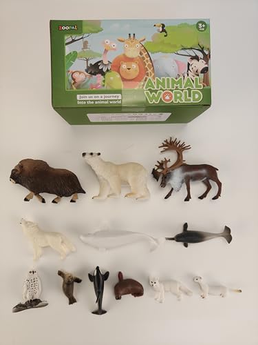 Image of Totsmile 12PCS 4-7" Large Arctic Polar Animals Figurines Toys, Realistic Plastic Artic Animal Figures Includes Polar Bear,Whales,Orca, Cake Toppers Birthday Gift Party Favors Toys for Toddlers Kids