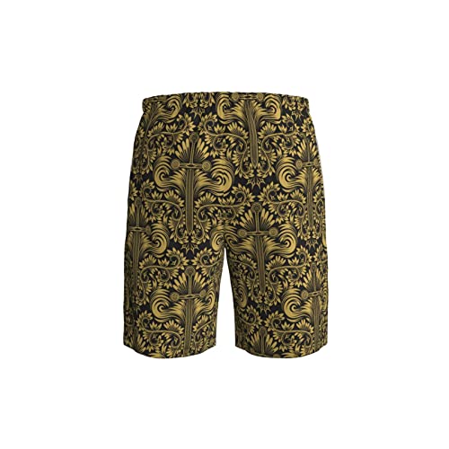 Baroque Texture Floral Sword Black Gold Mens Swim Trunks Beach Shorts Summer Sports Running Bathing Suits3
