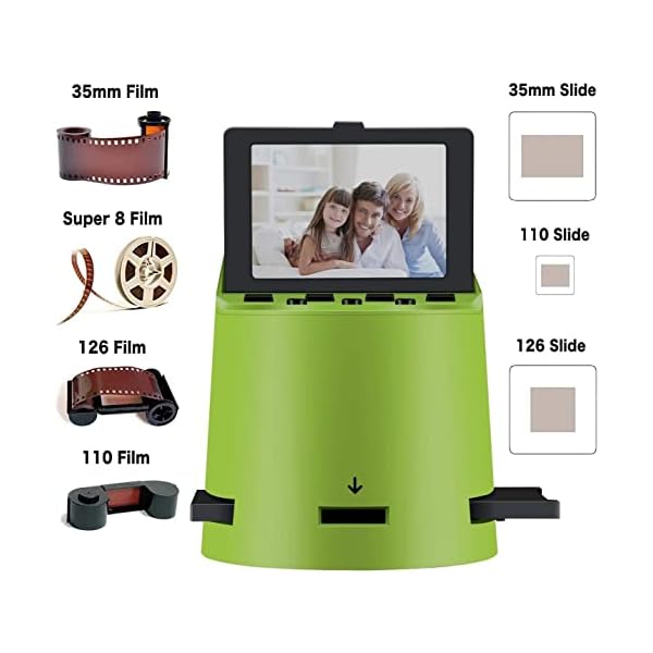 22MP Diascanner Hochauflösender,3,5-Zoll-LC-Display,Konvertiert Super 8 Filme, 35mm Dias und Negative,110 und 126 Film… – Bild 3