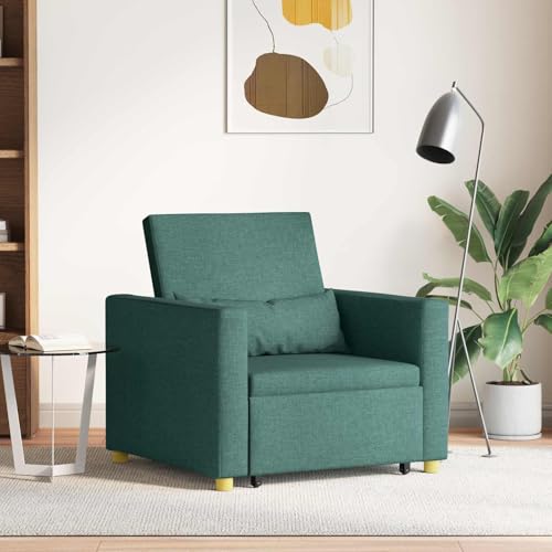 sephironlbb Sofá cama extensible individual verde oscuro, sofá cama 3 en 1 con rueda, sillón ajustable para salón, marco de acero resistente, 90 x 165 x 87 cm