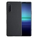 YTF-Carbon Aramid Fiber Shell for Sony Xperia 5 II case Carbon Fiber Lightweight Slim Thin Shockproof Cover Shell, Ultra-Thin Business Mobile for Xperia 5 II 5G Phone case(2020)- Matte Black