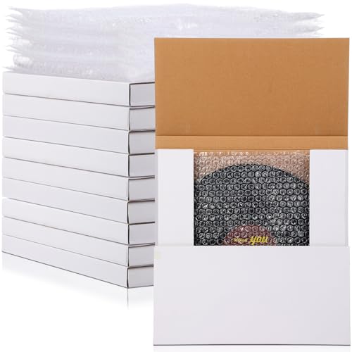 Janlaugh 10 Sets Vinyl Record Mailers 12.6 x 12.6 x 1' Shipping Boxes Easy Fold Album Corrugated...