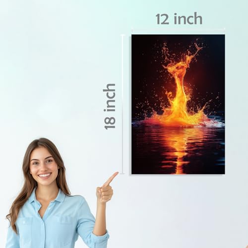Image of SiddArtify Abstract Fire and Ice Wall Art Poster Print Set - Modern Home Decor for Living Room Office Bedroom - 12x18 inch Sticker Pack of 6