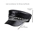 ZSKunity Winter Autumn Distressed PU Leather Double Chain Decor Newsboy Cap for Women Built-in Drawstring (red,Medium)