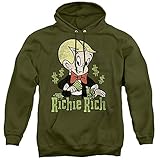 Richie Rich Rich Logo Unisex Adult Pull-Over Hoodie, Military Green, Medium